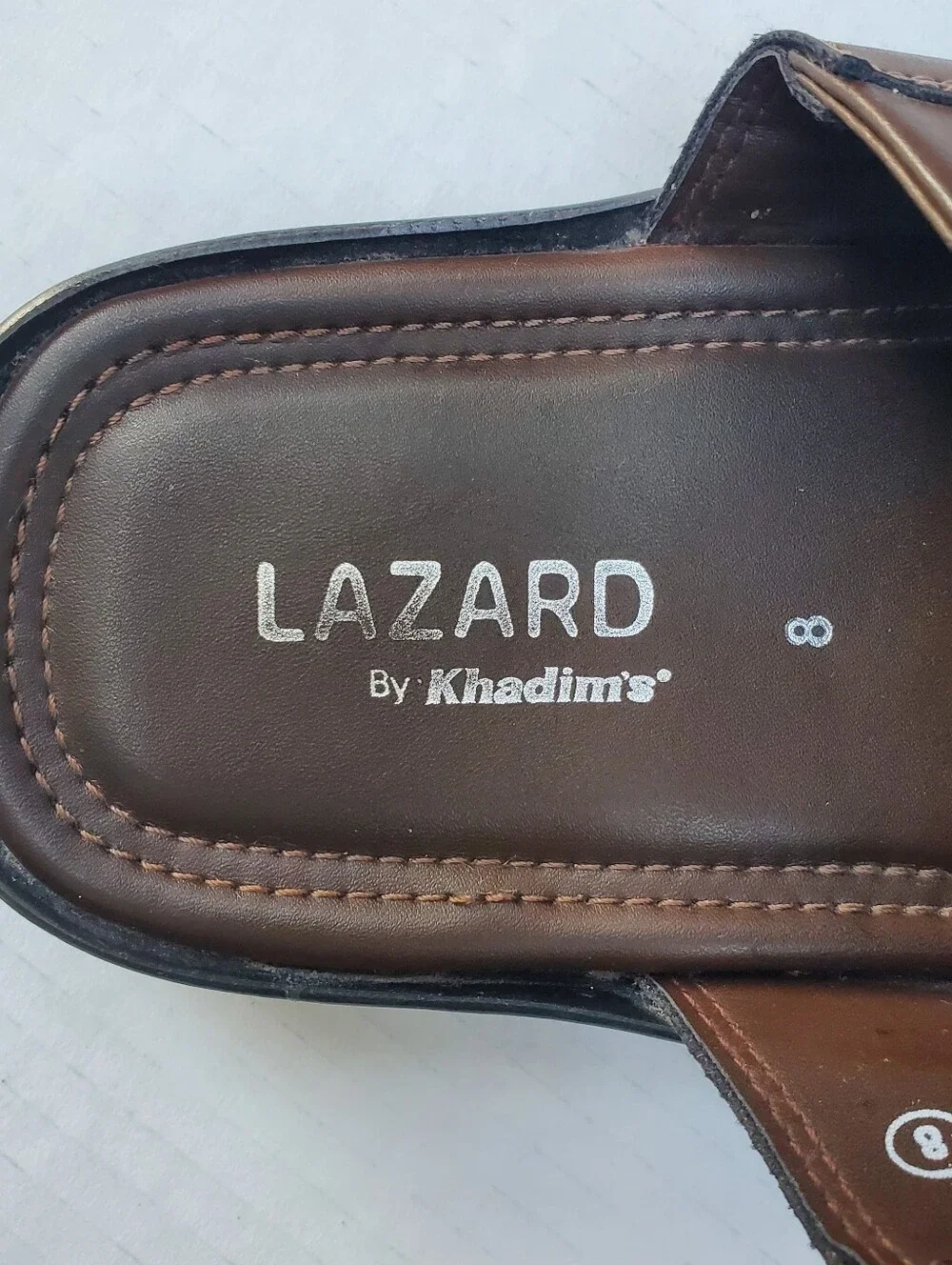 LAZARD by Khadim's Mens UK 8 US 9 Brown Kolhapuri Sandals Toe Loop India Casual
